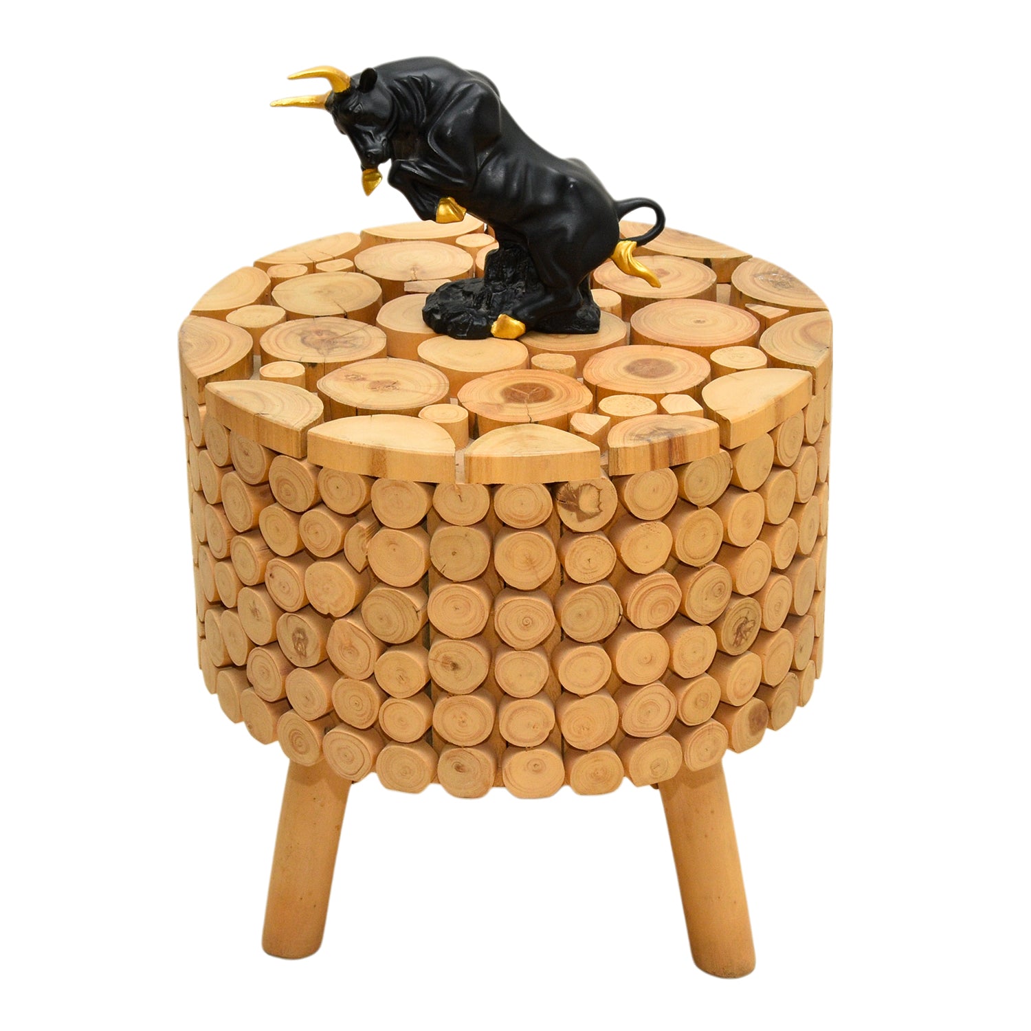 Mosaic Teak Art Stool & Side Table | Handcrafted Wooden Furniture UAE