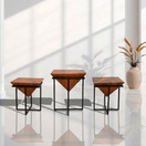 Switch UAE metal wood end table, solid wood,Peramid table,mango wood end table pyramid, hardwood table pyramid, 1 image