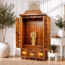 Switch  handcrafted wooden mandir with doors, Indian prayer mandir for home Sharjah, sheesham wood pooja mandir wholesale Dubai, wooden temple for home Jodhpur artisans, 
 3 image