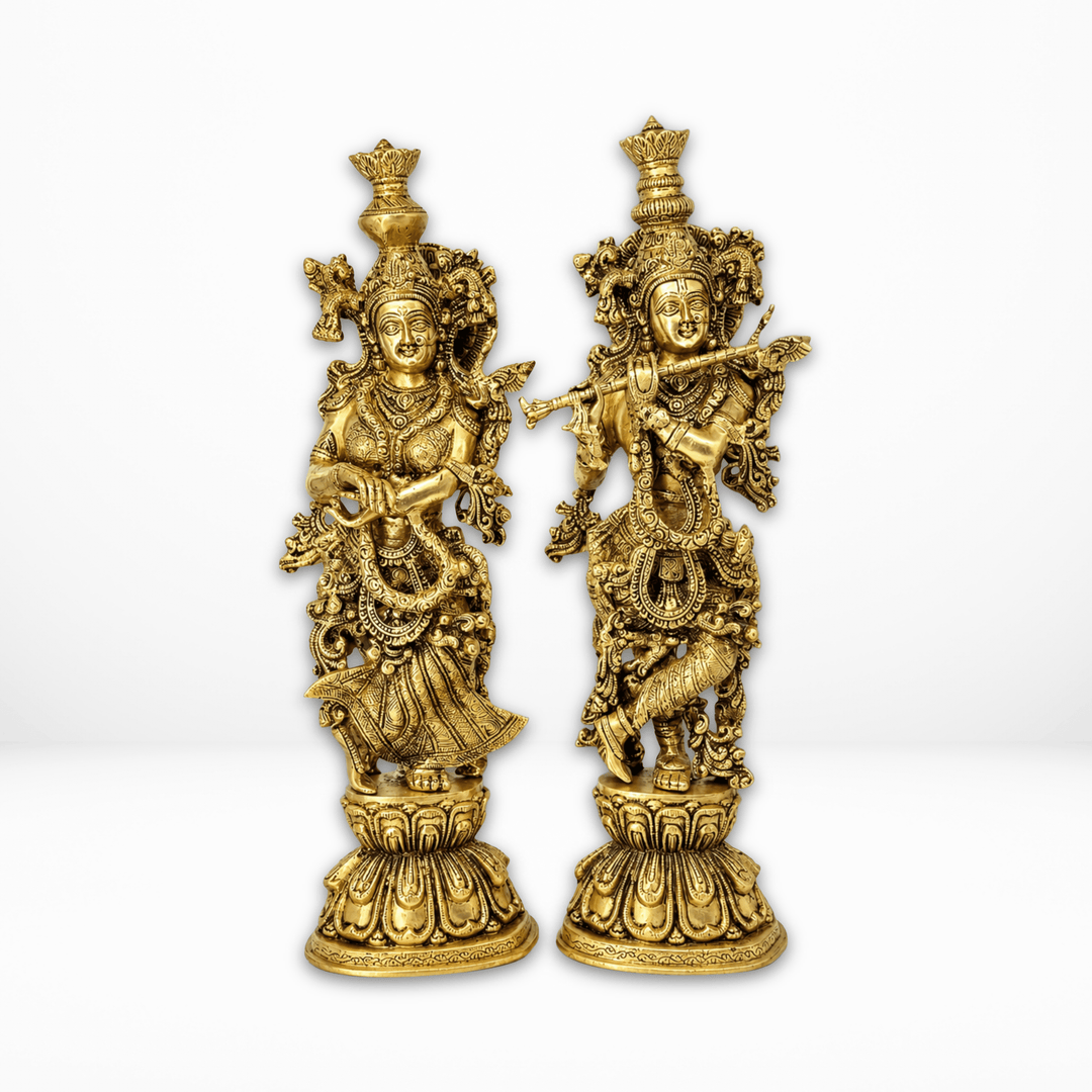 Bhagwan Radha Krishna Murti 42 Centimeter With Hand Engraved