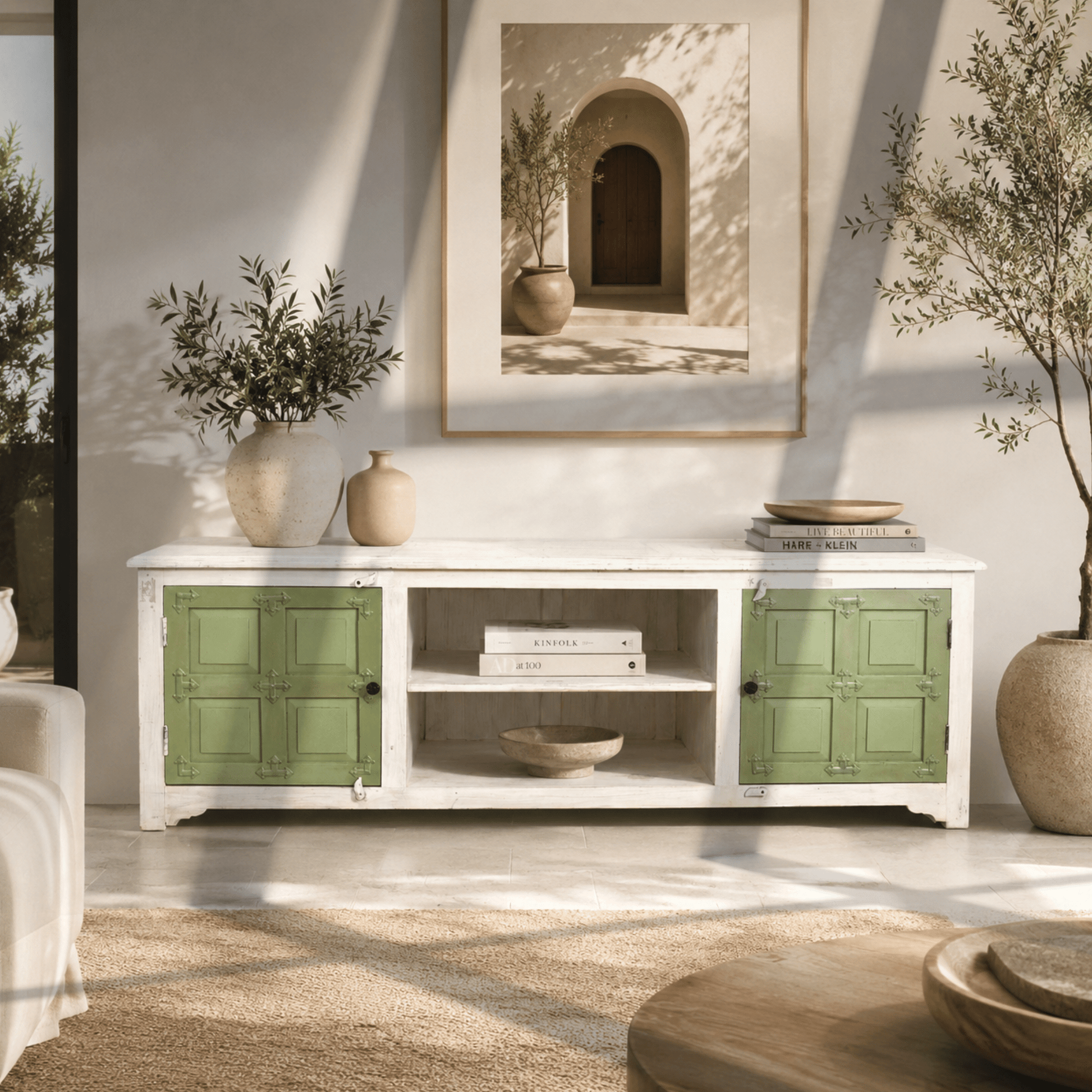 The Dubai Prestige Rustic Mango Wood Entertainment Center