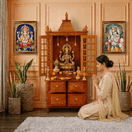 Switch premium wood worship cabinet UAE, Hindu prayer temple with drawers, solid wood devotional shrine UAE, luxury home temple for villas, handcrafted pooja cabinet Nadd Al Hamar Dubai, traditional wooden mandir UAE, spiritual storage temple cabinet Dubai,  2 image