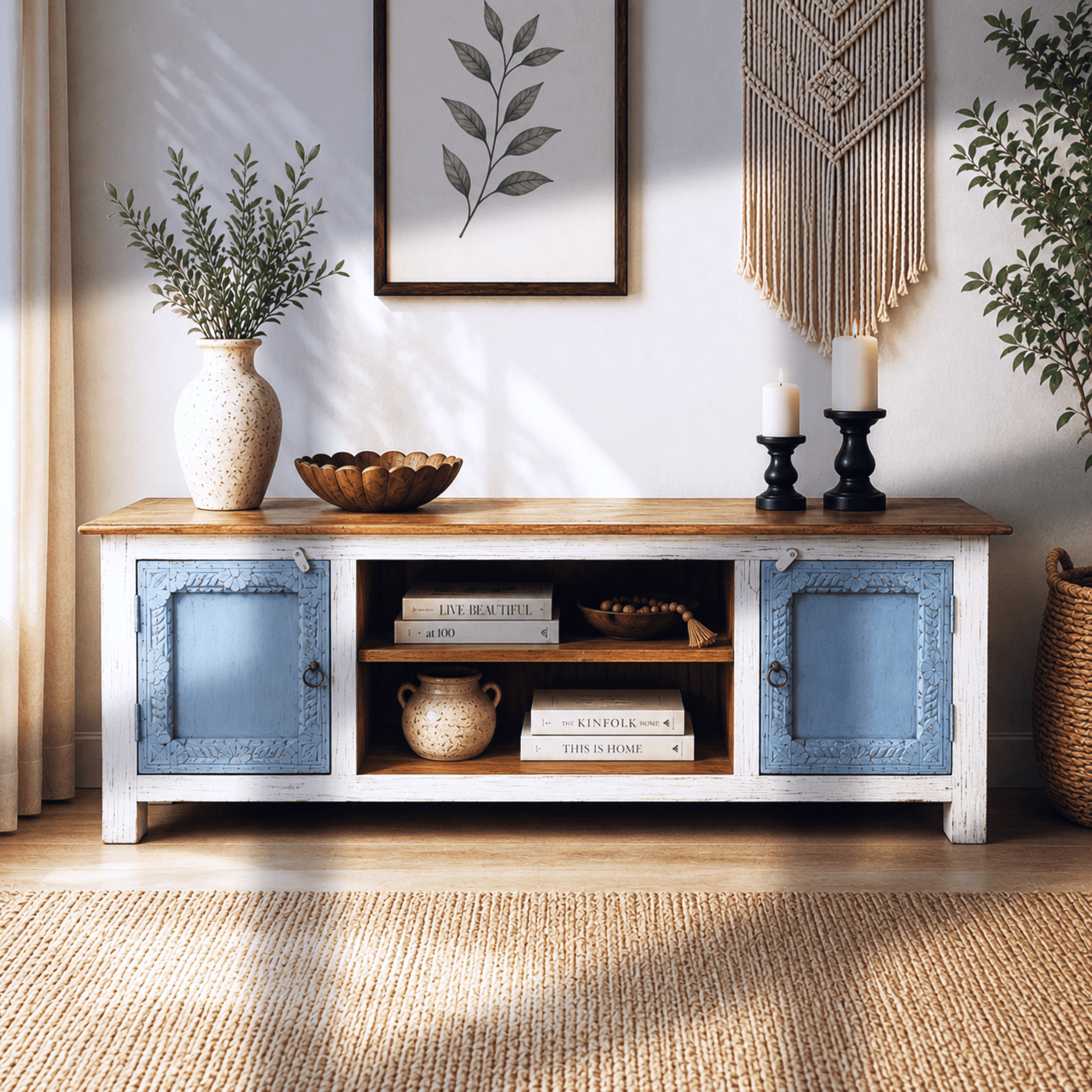 The Dubai Prestige Rustic Mango Wood Entertainment Center