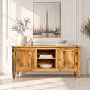 Switch solid mango wood tv console, handmade mango wood tv cabinet, solid wood tv stand, handcrafted television cabinet, rustic media console, natural wood tv cabinet, premium wood entertainment unit, 1 image