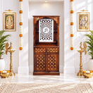 Switch mango wood home temple UAE, hardwood wooden mandir UAE, natural wood pooja temple UAE, real wood temple cabinet UAE, Indian hardwood mandir UAE,  2 image
