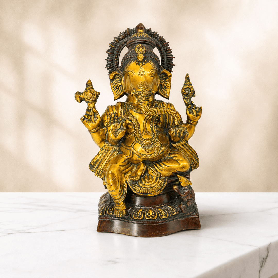 Brass Home Temple Decoration Ganesha Sculpture 18 Inches