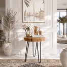 Switch  natural acacia wood stool UAE, organic wood side table Sharjah, organic live edge table Oman, natural wood side table, natural wood stool table Qatar , real wood live edge side coffee  table Muscat Oman,  

 2 image