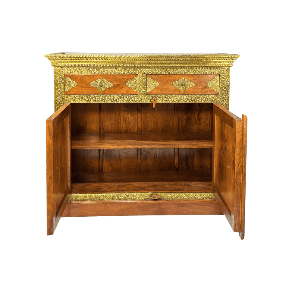 Modern wooden sideboard with brass fitted work