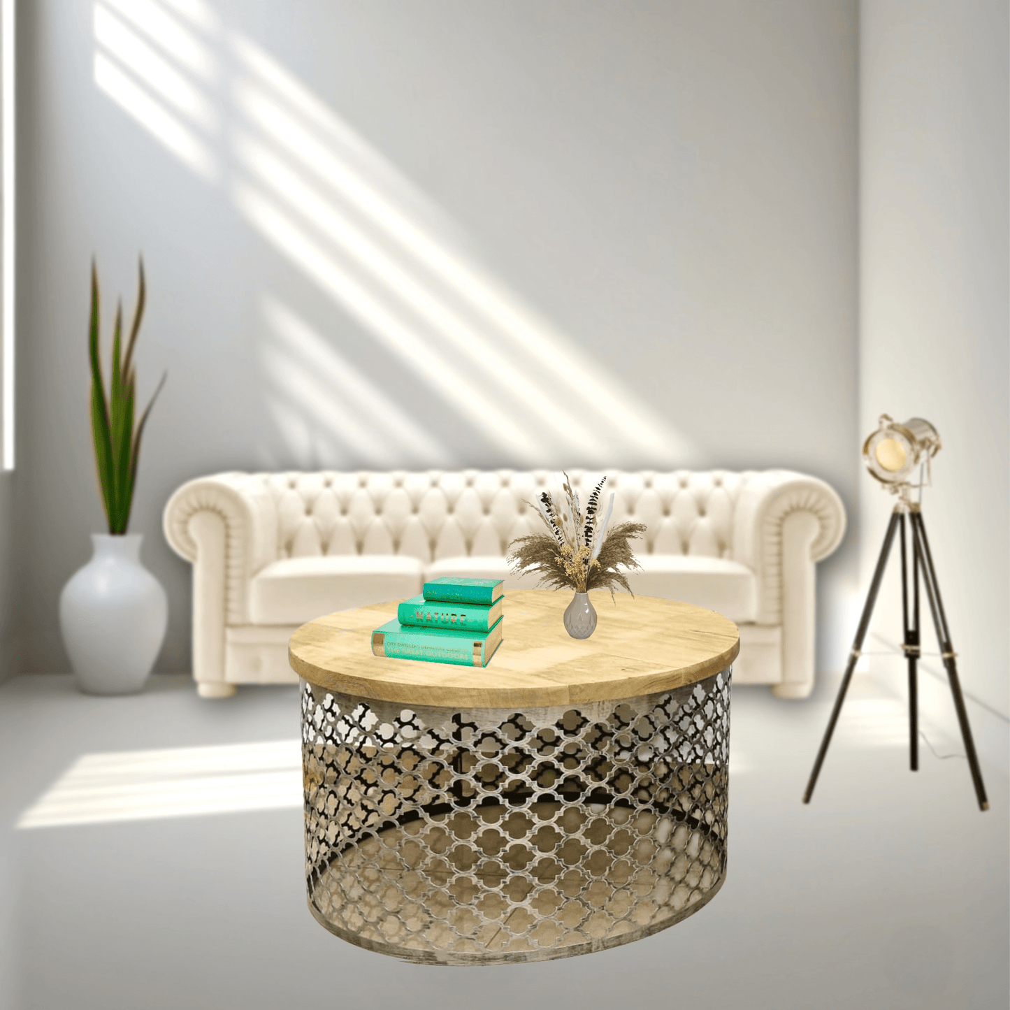 wood and metal coffee tables Ajman, space saving nesting table Abu Dhabi, solid wood nesting coffee tables store near me,Solid wood round centre table UAE,