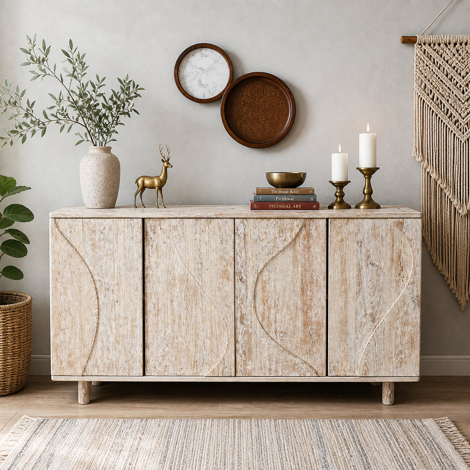 Savanna White Antique Finish Modern Farmhouse Sideboard