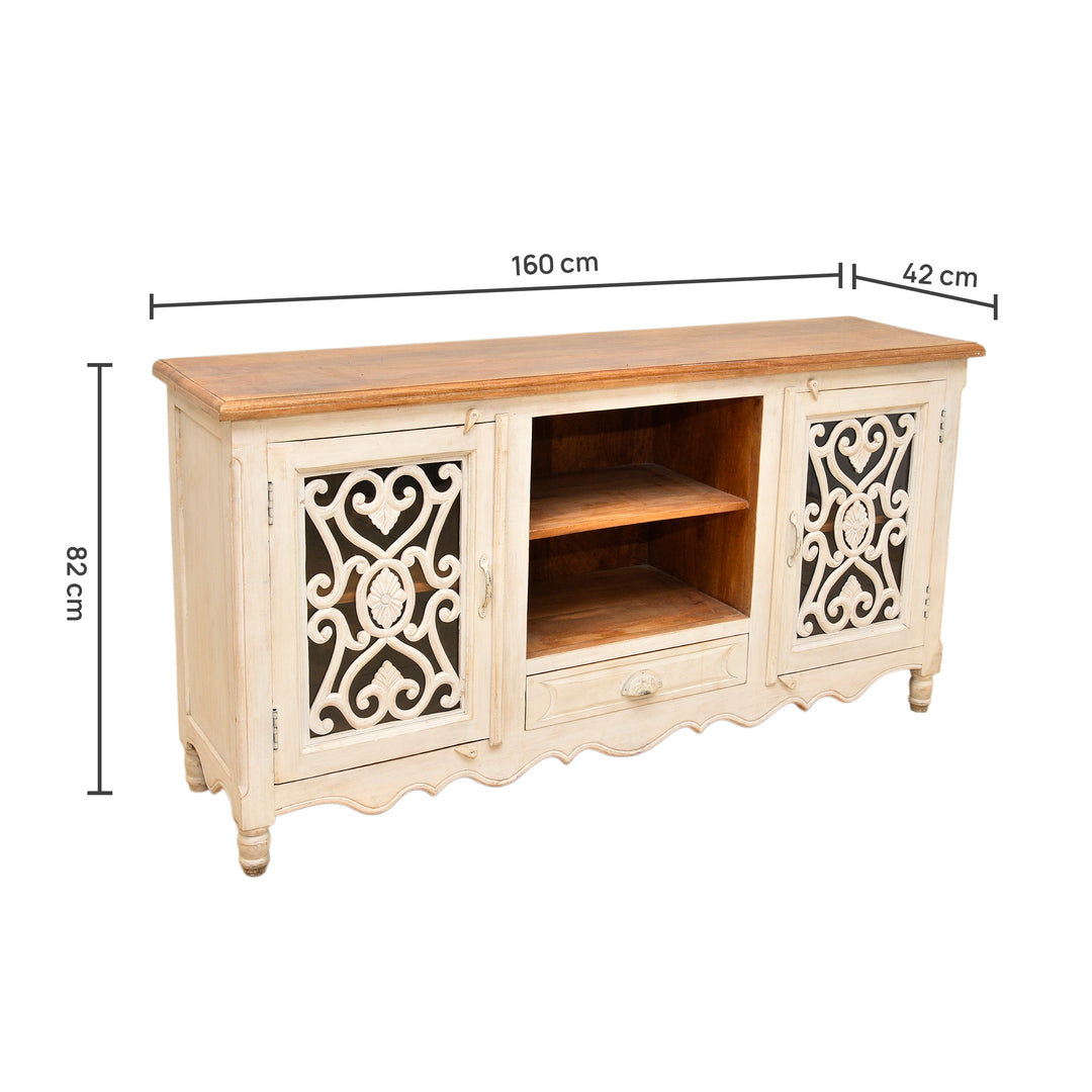 The Ivory Crest Entertainment Unit | White Rustic TV Cabinet UAE