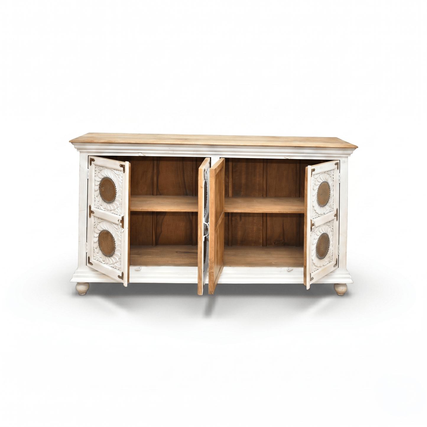 Solid mango wood sideboard cabinet, Hotel grade hand carved storage cabinet, Restaurant wooden storage cabinet UAE, 