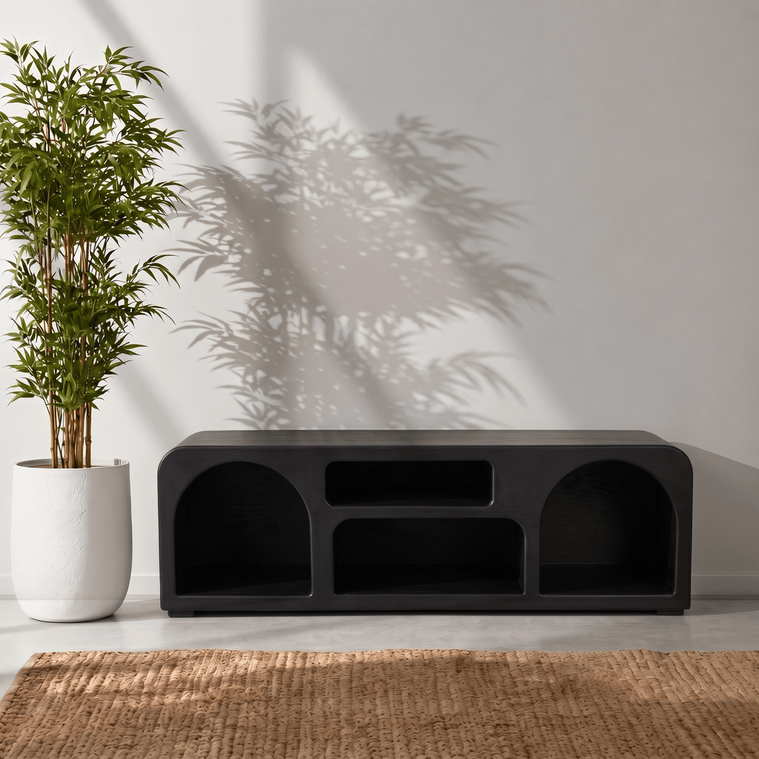 The Sierra Natural Wood Media Stand | Open Storage TV Unit UAE