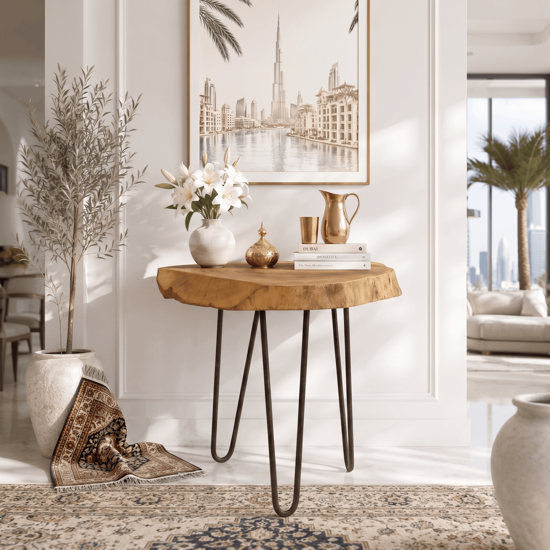 Organic Live Edge Wooden Stool Table