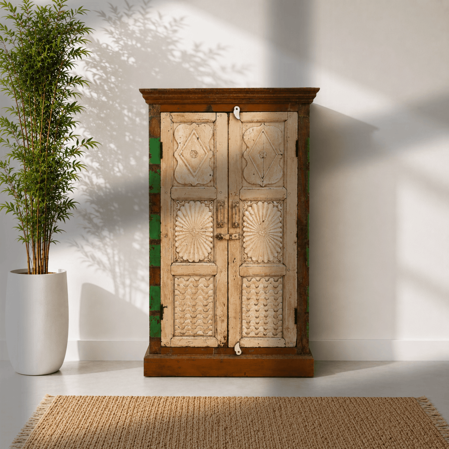 entryway cabinet antique wood Ras Al Khaimah, multipurpose storage cabinet recycled wood, rustic storage cupboard, wooden wardrobe cabinet, handmade wooden cabinet, luxury antique cupboard, 
