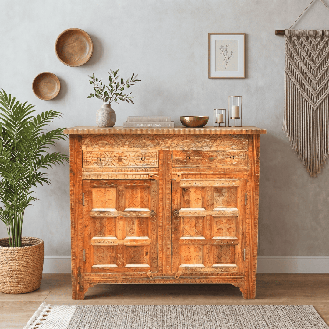Imperial Hand-Carved Wooden Console Cabinet buffet