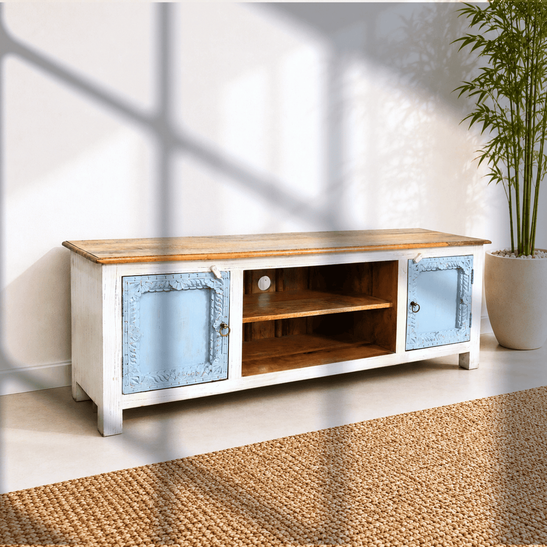 The Dubai Prestige Rustic Mango Wood Entertainment Center