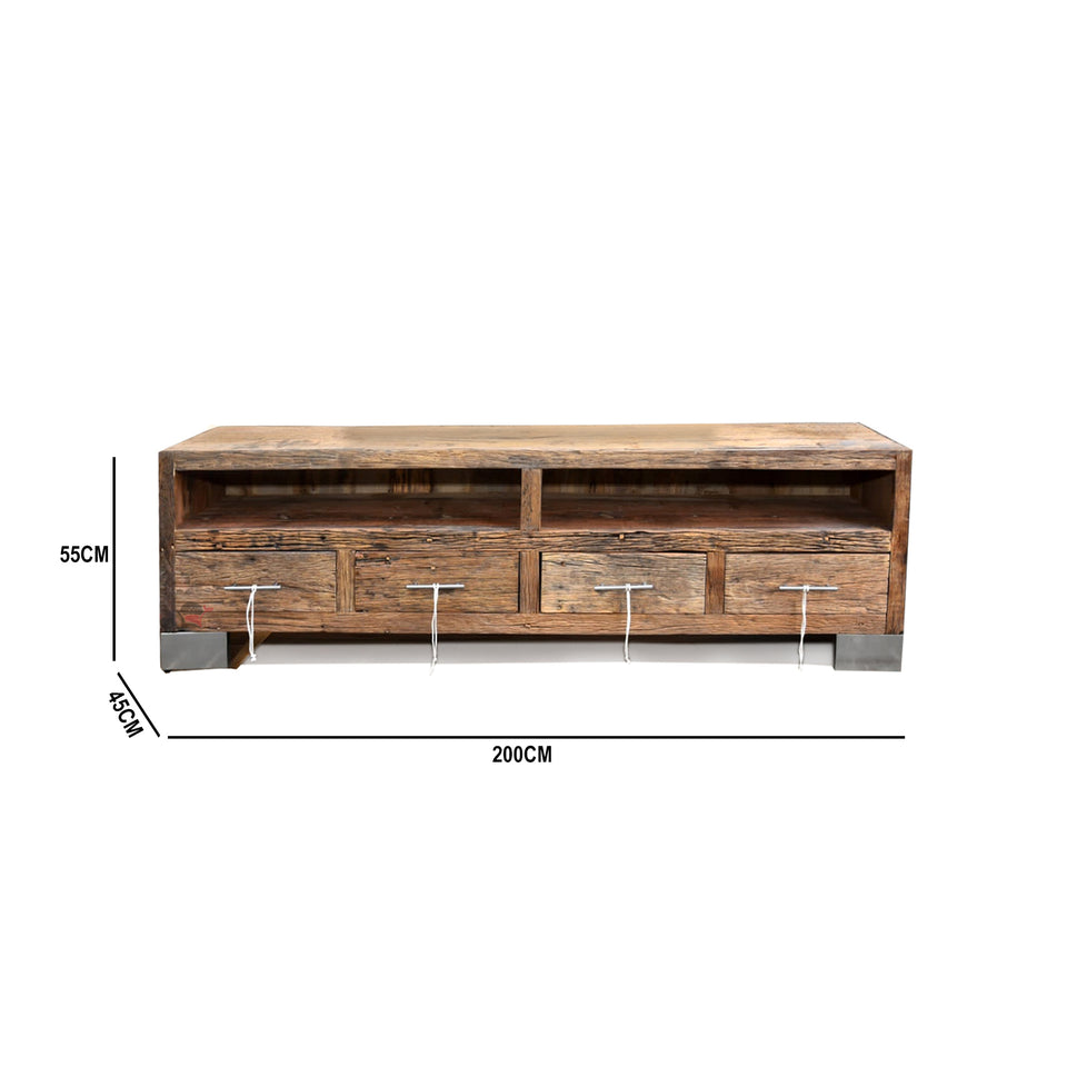 Railway Sleeper Wood TV Cabinet with Drawers