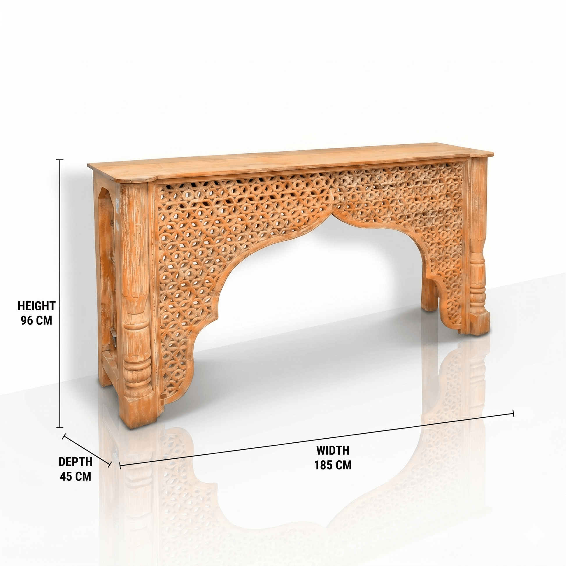Islamic Arch Wooden Console Table – Elegant Handcrafted Furniture in UAE