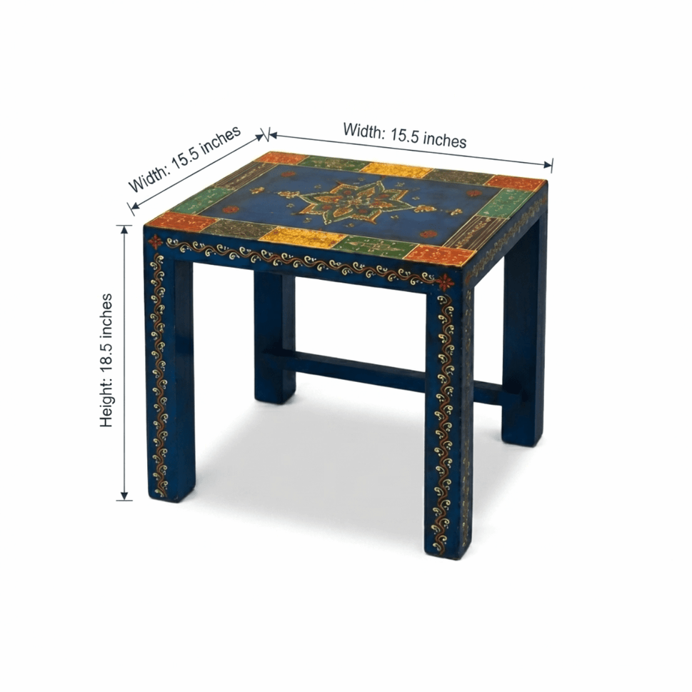 Multicolor blue handcrafted nesting tables set of 3 pieces