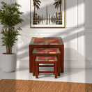 Switch hand painted wooden nesting tables Ras Al Khaimah, Indian hand painted nesting table Fujairah, Rajasthani hand painted nesting tables Umm Al Quwain, 3 image