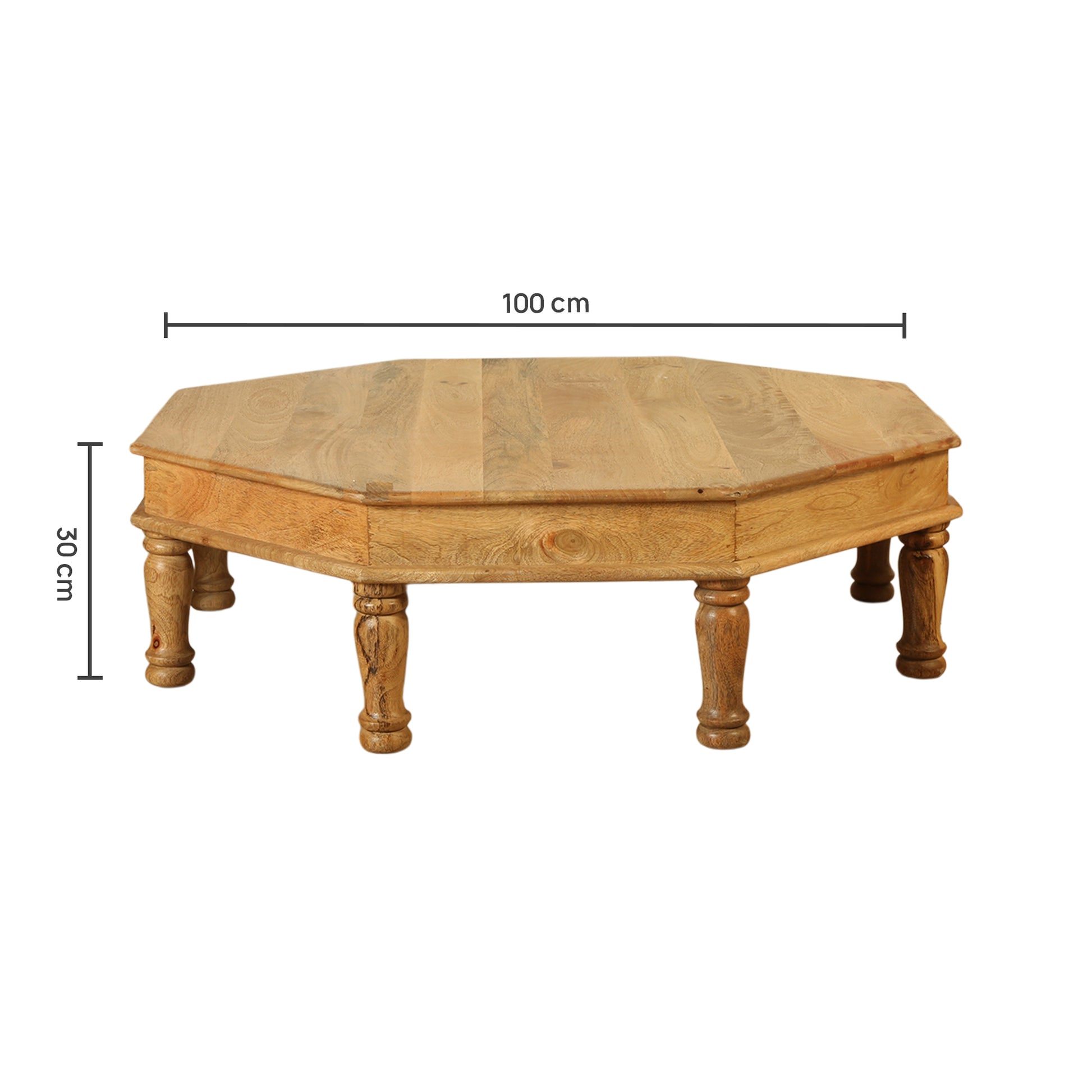 Royal Heritage Solid Mango Wood Hexagon Nesting Coffee Table Set of 3