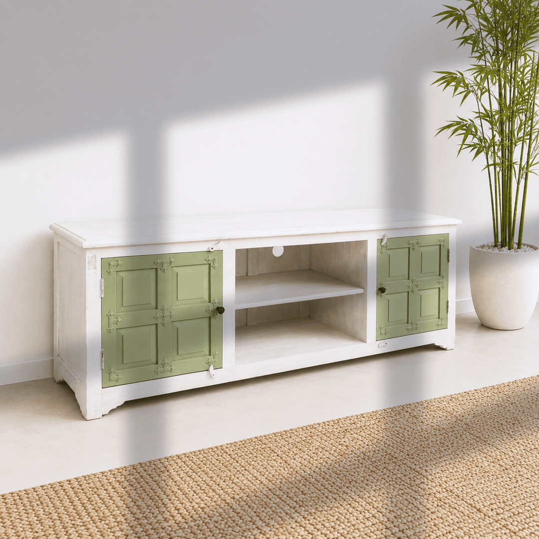 The Dubai Prestige Rustic Mango Wood Entertainment Center