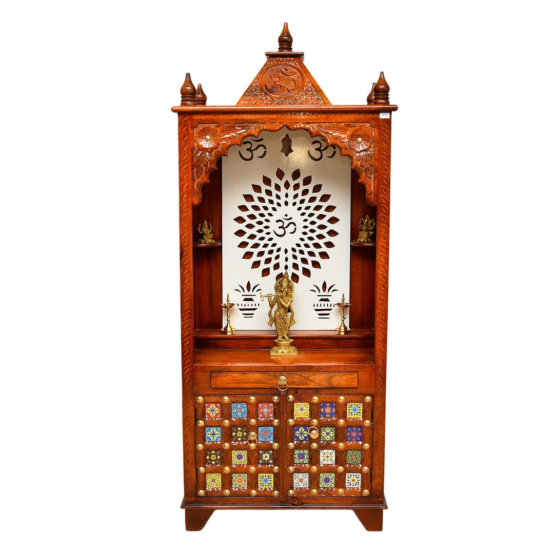 Natural Mango wood temple with 2 doors