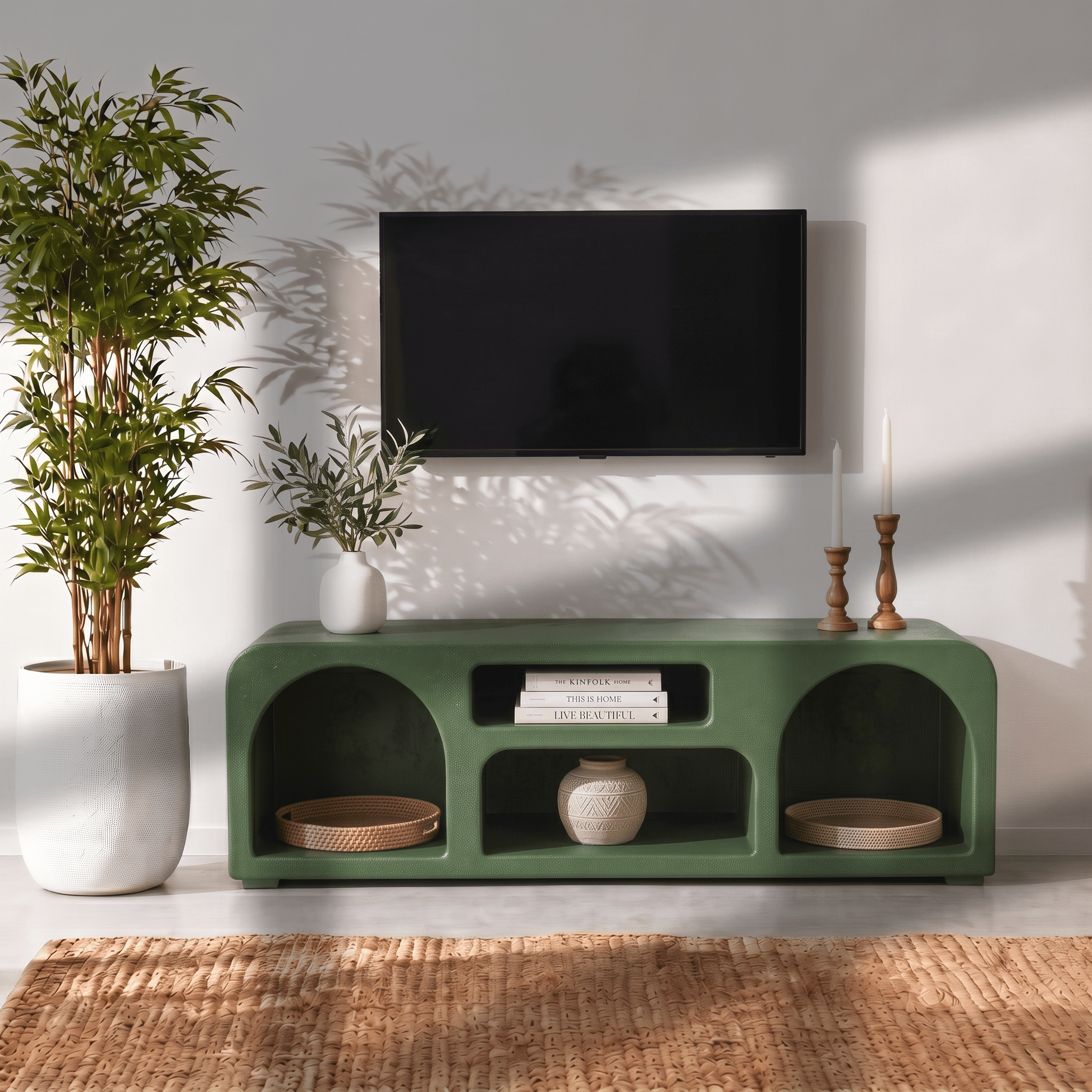 The Sierra Natural Wood Media Stand | Open Storage TV Unit UAE