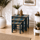 Switch Wooden Nesting Table Set with Muti color UAE,Vintage Nesting Tables hand painted Dubai,Mango Wood Nesting Tables hand made UAE,Solid Wood Nesting Table Set multi color,Wooden Nesting Table for Living Room, 1 image
