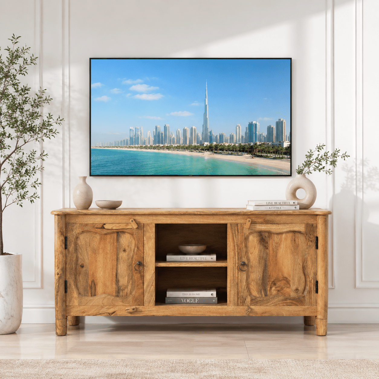 The Palm Grove Handmade Mango Wood TV Console